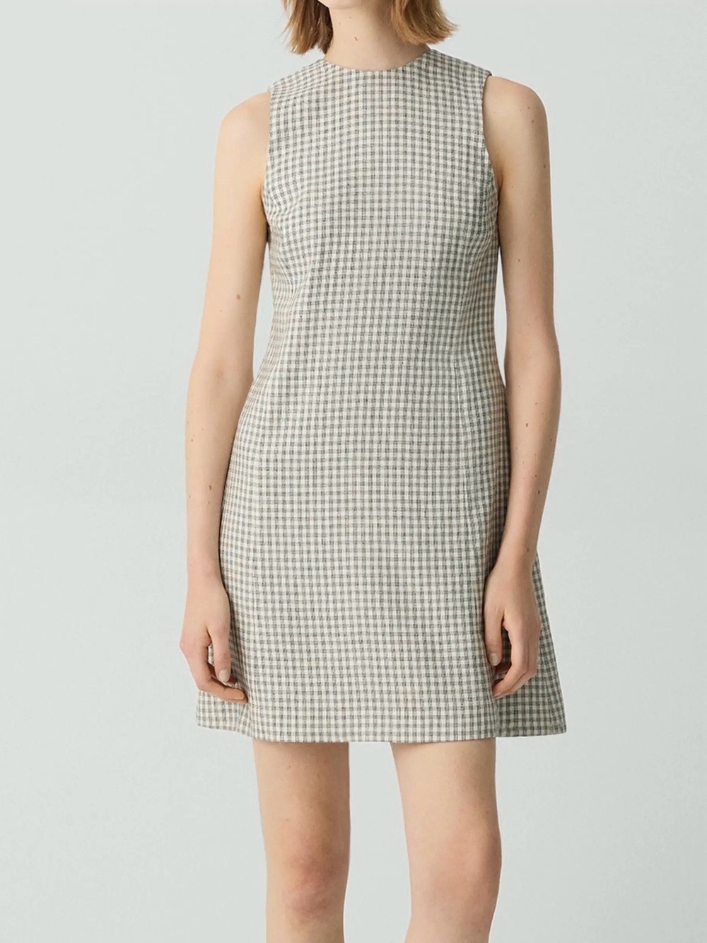 Theory Check Linen Blend Minidress